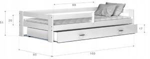 Dětská postel HUGO P1 + úložný prostor + matrace, 80x160, bílý