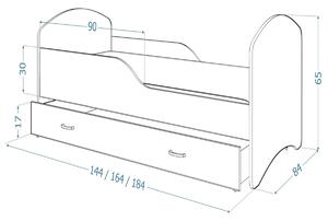 Dětská postel s potiskem FRAGA P1 + matrace + rošt ZDARMA 80x160, včetně ÚP, VZOR 01