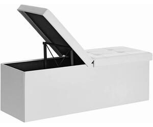 SONGMICS Skládací sedací box, lavice s úložným prostorem 120L, nosnost do 300 kg, syntetická kůže, bílý