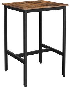Vysoký barový stůl, čtvercový, jídelní stůl, 60 x 60 x 90 cm, rustikální hnědý a černý