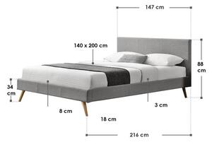 Goleto Čalouněná postel Toledo 140 x 200 cm | světle šedá