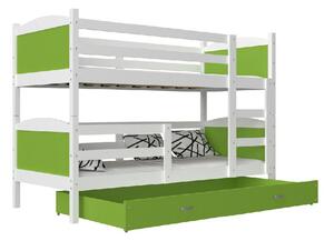 Dětská patrová postel MATEUSZ 2 COLOR, 190x80, bílý/zelený
