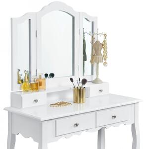 Goleto Originální vintage toaletní stolek se zrcadlem Emma | bílý