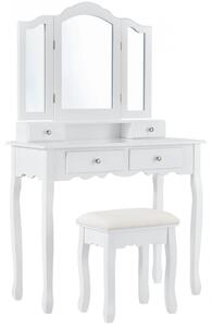 Goleto Originální vintage toaletní stolek se zrcadlem Emma | bílý