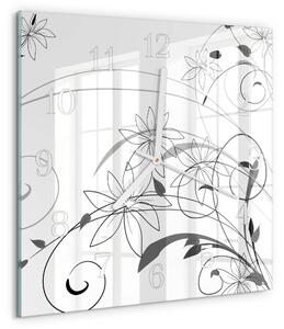 Skleněné hodiny Květinové umění zskb-30x30-00079979