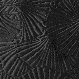 Černý přehoz z jemného sametu s potiskem listů gingko Šířka: 220 cm | Délka: 240 cm