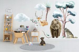 Dětská nálepka na zeď zvířata v přírodě 80 x 160 cm