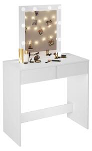 Kosmetický stolek se zrcadlem – pro líčení – vybavený 10 stmívatelnými LED lampami – rozměry 80x132,5x39,5 cm – s 2 zásuvkami