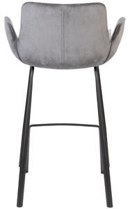 Tmavě šedá sametová barová židle ZUIVER BRIT 67,5 cm
