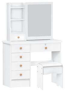 Toaletní stolek se zrcadlem - 6 zásuvek na kosmetiku a šperky - moderní, minimalistický noční stolek do ložnice
