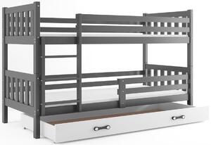 Patrová postel RINOCO 2 + úložný prostor + matrace + rošt ZDARMA, 190x80, grafit, bílá