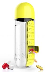 ASOBU multifunkční týdenní dávkovací láhev Pill Organizer žlutá 600ml