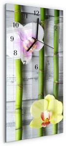 Skleněné hodiny vertikální Orchidejový bambus zsppc-30x60-00178956