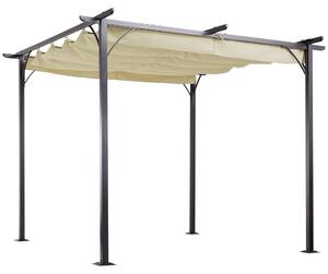 Pergola 3x3 metry – Zahradní přístřešek – Výsuvná střecha – Voděodolný polyester – Béžová barva