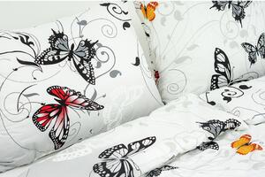 Stanex Luxusní povlečení Motýl bílý 100% Bavlna 140x200 / 70x90 cm