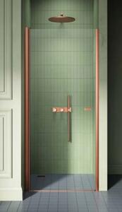 New Trendy New Soleo Copper Brushed sprchové dveře 90 cm sklopné měděná kartáčovaný/průhledné sklo D-0491A