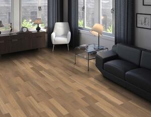 Dřevěná podlaha HARO, dub povrchově kouřený Puro bílý Trend, vzor parketa Allegro