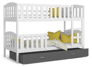 Dětská patrová postel KUBUS 2 COLOR, bílá/šedá, 190x80