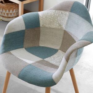 Modro bílá patchwork látková jídelní židle Kave Home Kevya