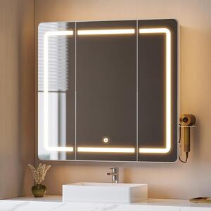 Zrcadlová skříňka do koupelny s LED osvětlením, 3 barvy, rozměry 16,5 x 75 x 80 cm