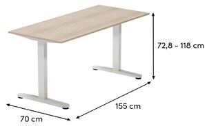 Arbyd Dubový výškově nastavitelný kancelářský stůl Thor 155 x 70 cm s bílou podnoží