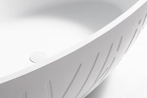 Volně stojící designová vana LEO z matného bílého minerálního odlitku - 180 x 85 x 52 cm