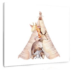Malvis ® Obraz Malovaná zvířátka Velikost (šířka x výška): 40x40 cm