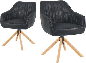 Jídelní židle - Sada židlí - Designové židle - Otočné židle - Černé kožené potahy (umělá kůže)