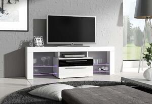 TV stolek HAVANA Plus, bílá/černá lesk