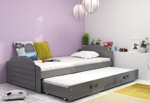 Dětská postel LILI P2 + matrace + rošt ZDARMA, 90x200, grafit, grafitová