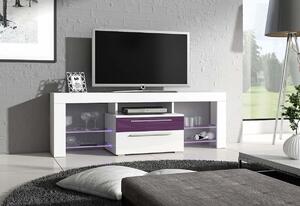 TV stolek HAVANA Plus, bílá/fialová lesk