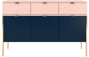 Modro růžová komoda Skandica Polka se zlatou podnoží 120 x 37 cm