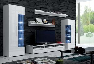 TV stolek LUGANO, bílá/černá lesk - 150/35/45cm