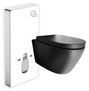 WC kompletní balíček 46: WC B-8030R černé matné s měkkým zavíráním sedátka a sanitární modul 805 bílý