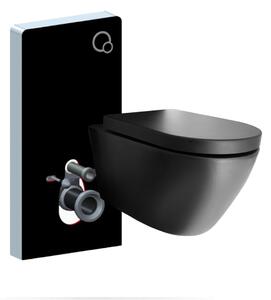 WC kompletní balíček 45: WC B-8030R černé matné s měkkým zavíráním sedátka a sanitární modul 805 černý