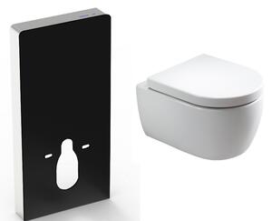 WC kompletní balíček 35: NT2039 Bílá s měkkým zavíráním sedátka a sanitárním modulem 805S Černá