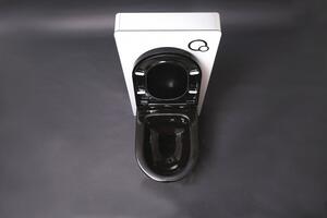 WC kompletní balíček 39: WC B-8030R černé matné s měkkým zavíráním sedátka a sanitární modul 805S bílý