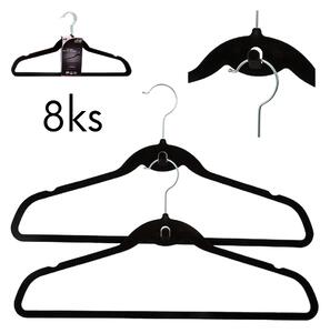 5Five® Věšáky semišové černé s háčkem, sada 8ks