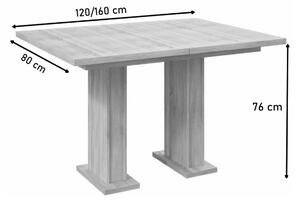 Rozkládací stůl BUTTER, 120-160x76x80, bílý lesk