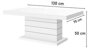 Konferenční stolek MAGMA, 130x50x70, bílý lesk/černý lesk