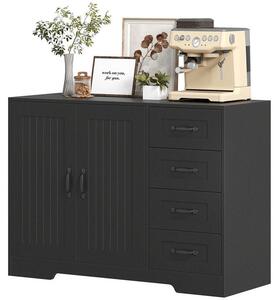 Komoda se 4 zásuvkami a 1 skříňkou - Moderní černý design - Kompaktní úložný prostor, rozměry 105x40x76 cm