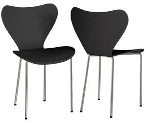 Sada dvou jídelních židlí s opěradlem – černý polypropylen s chromovanými nohami – stylový design