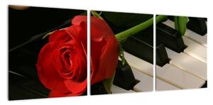 Obraz růže na klavíru (90x30cm)