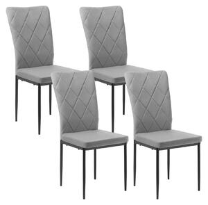 Židle - Jídelní židle - Sada 4 sametových jídelních židlí - Ergonomické - Kovové nohy - Vysoké opěradlo