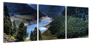 Obraz řeky mezi horami (90x30cm)