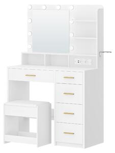 Kosmetický stolek - Toaletní stolek - Stolek s osvětlením - Stolek s integrovaným osvětlením - Bílá barva - LED osvětlení 3 v 1