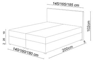 Čalouněná postel LAKE 2 + rošt + matrace + topper, 140x200, Cosmic 100