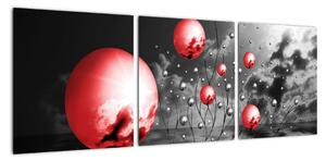 Abstraktní obraz - červené koule (90x30cm)
