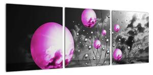 Abstraktní obraz - fialové koule (90x30cm)