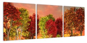 Obraz přírody - barevné stromy (90x30cm)